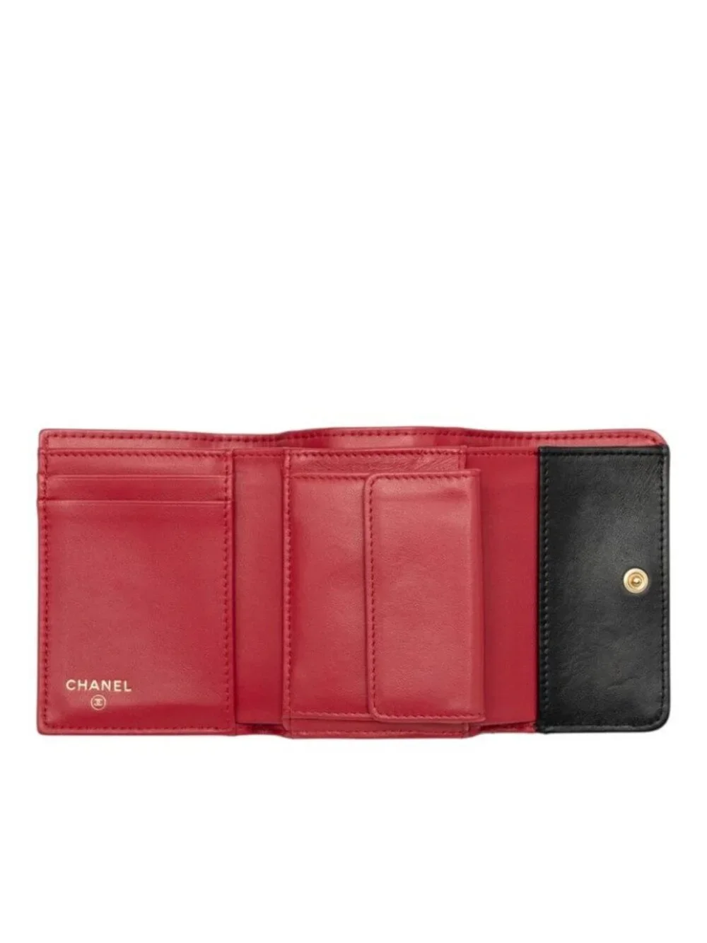 Chanel 19 Diznow CC Logo Tri Foldwallet Smallflap Wallet Black